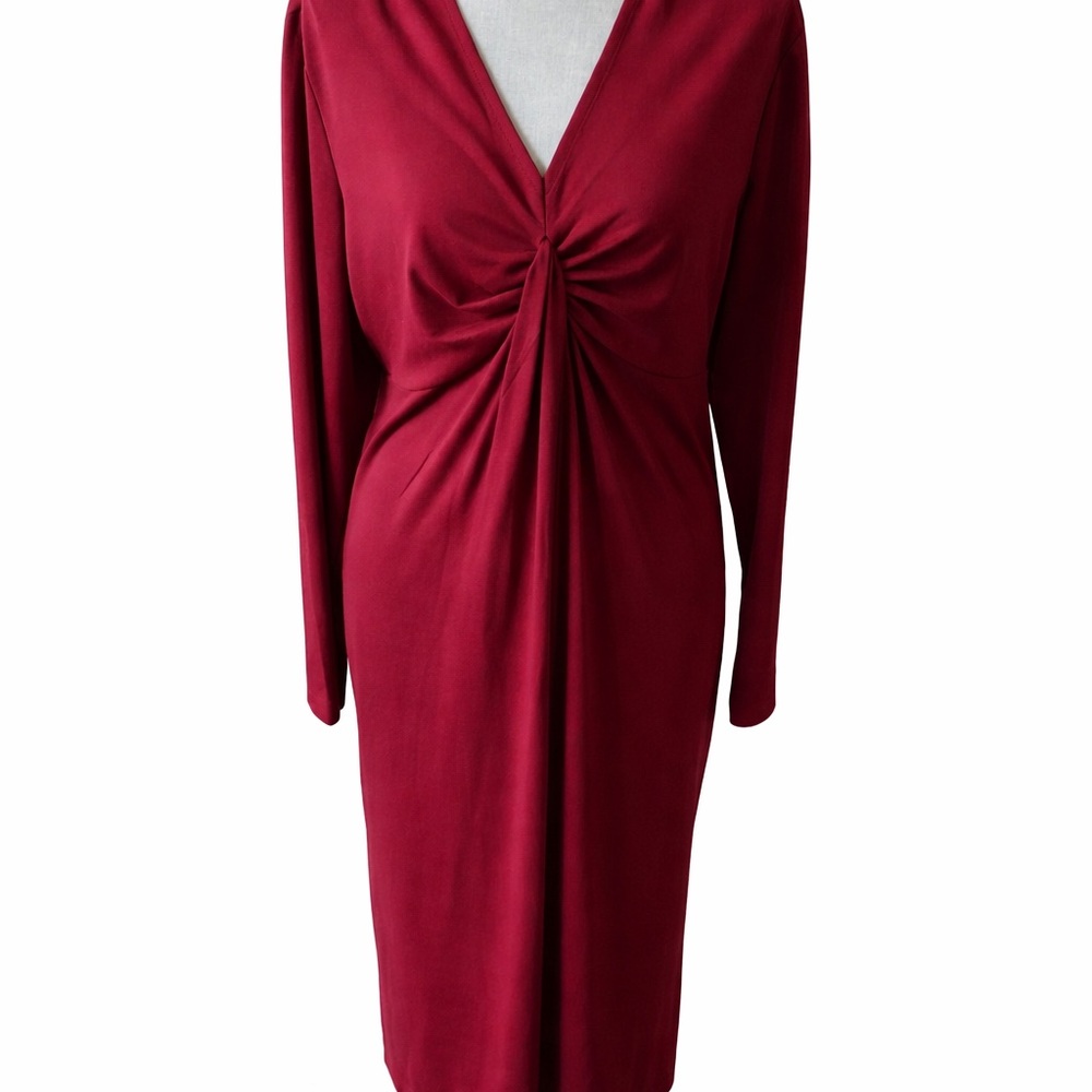 NWT Lane Bryant Burgundy Twist Front Long Sleeve Dress 18/20